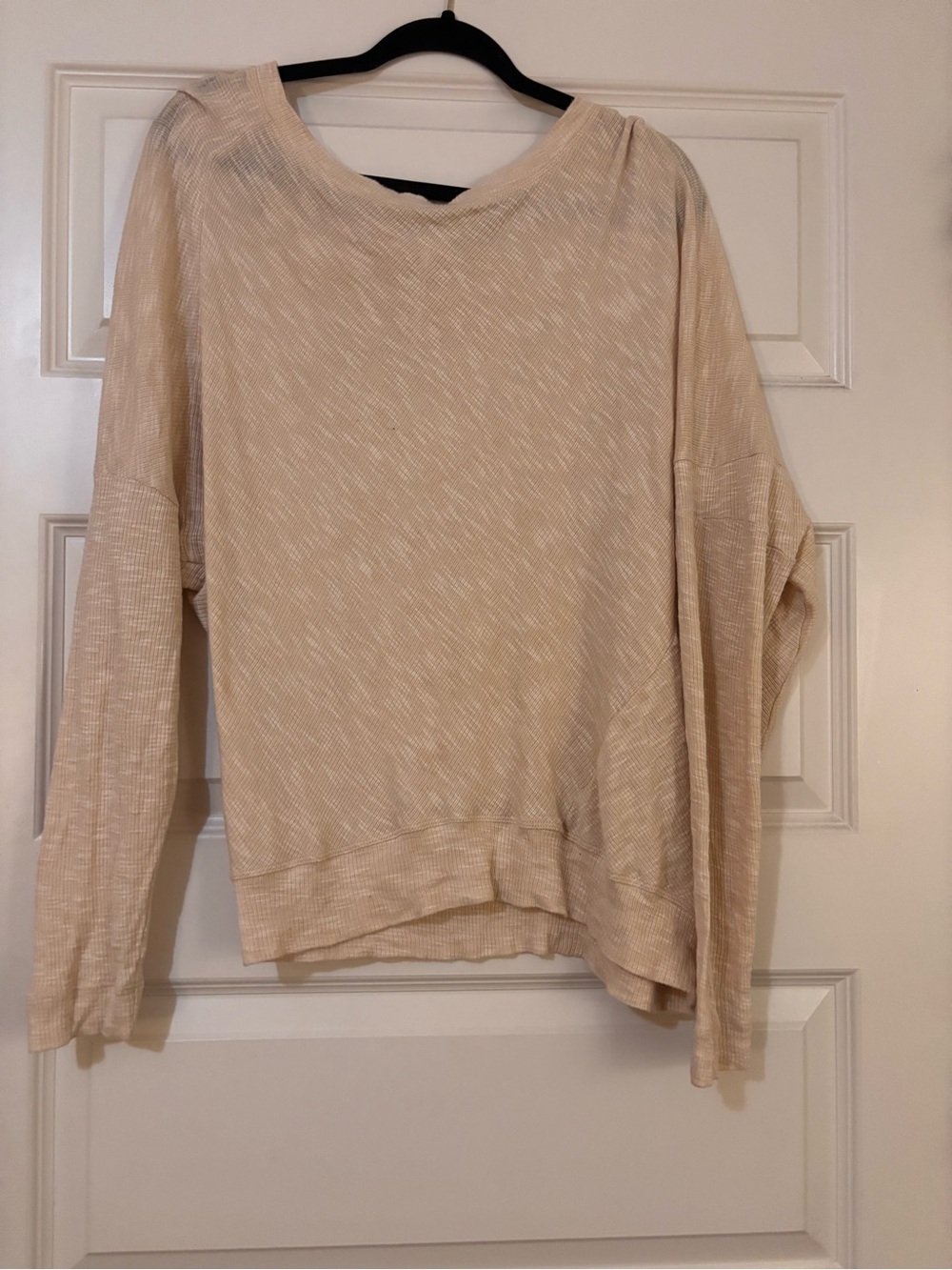 anthropologie cream off shoulder sweatshirt size m